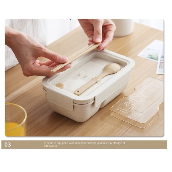 Wheat Straw Lunchbox, mikrovågsugn, lämplig för studenter White