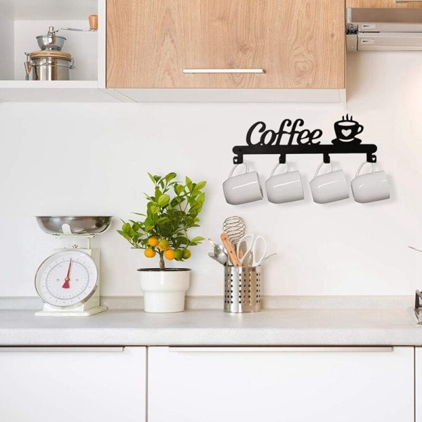 Kaffemugghållare Väggmonterad (4 krokar), kök eller kaffe