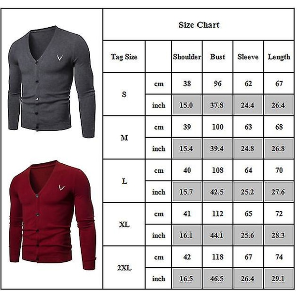 Cardigan Stickad Tröja Herr V-ringad Slim Fit Jumper Casual Navy Blue S