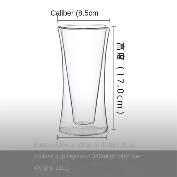 Högt borosilikatglas för cocktail dubbelt klart glas