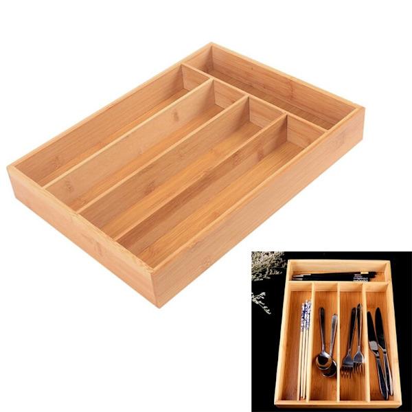 Kökslåda Organizer Bestickbricka 5 fack Trä