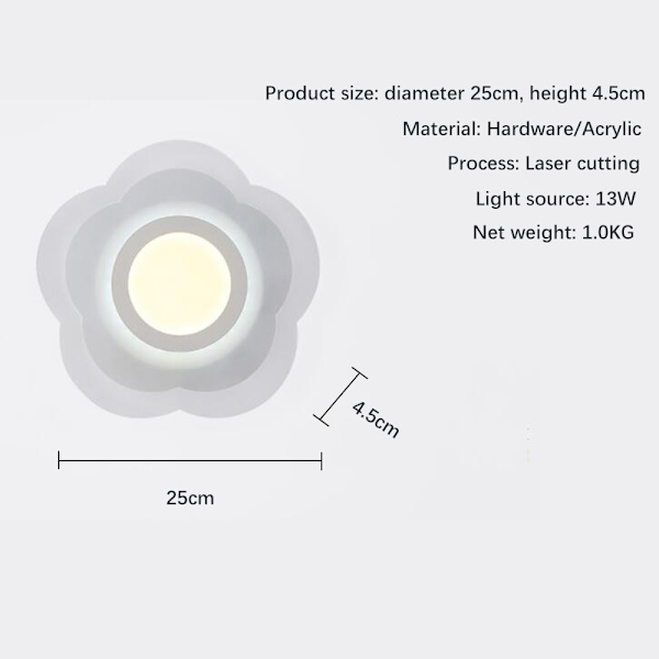 25 CM kronbladsvägglampa, LED-entré vid sängen varm vardagsrum
