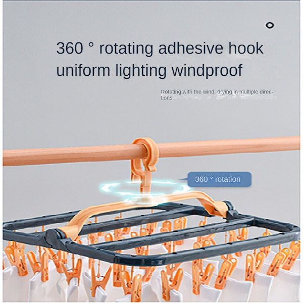 Klädhängare i plast, 360 graders rotation med 32 klämmor Blue