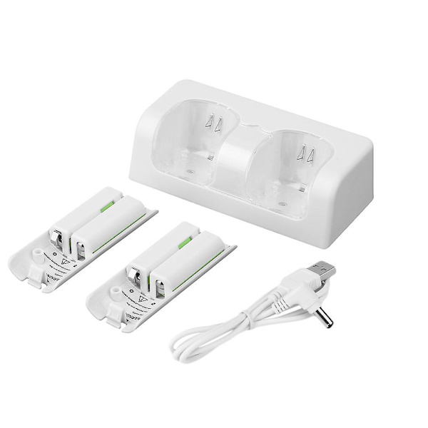 Dual Charger Station 2x 2800mah uppladdningsbart batteri för Wii