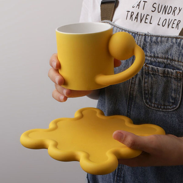 250ml Creative Planet Mugg Med Oregelbunden Tallrik Nordic