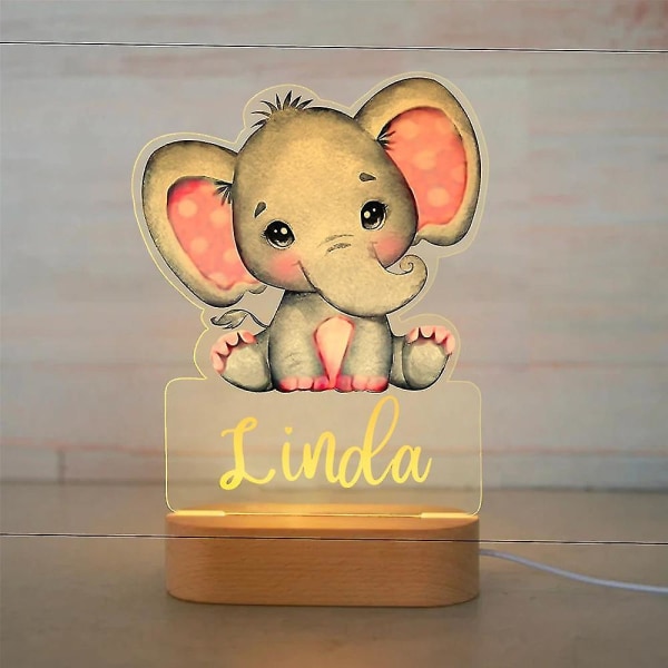 Personlig Baby Elephant Lion Led USB Night Light Custom LT0242