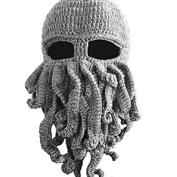 Tentakel Octopus Cthulhu Stickad mössa Cap Wind Ski Mask Grey