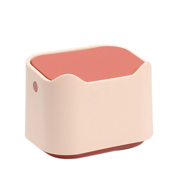 Papperskorgen i plast, fjäderöppet lock Avtagbar dubbelhink Pink