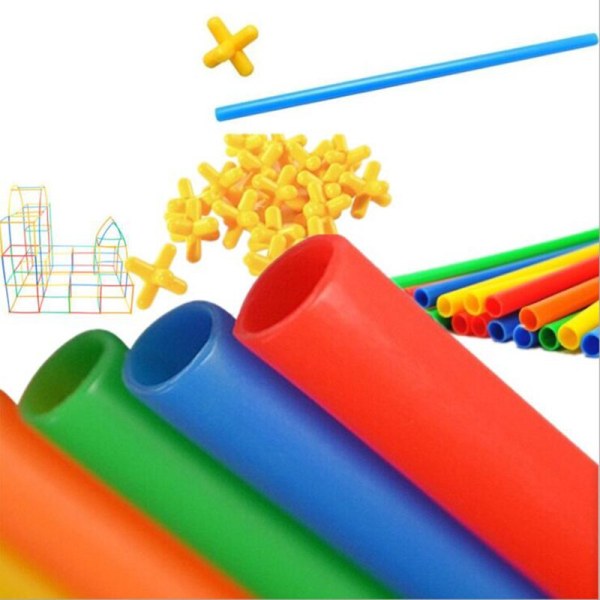 100-700st Plast 4D Halm Byggklossar Joint Funny