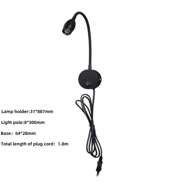 3W LED Spotlight Slanglampa Vägglampa Sängbordsstudie Läsning