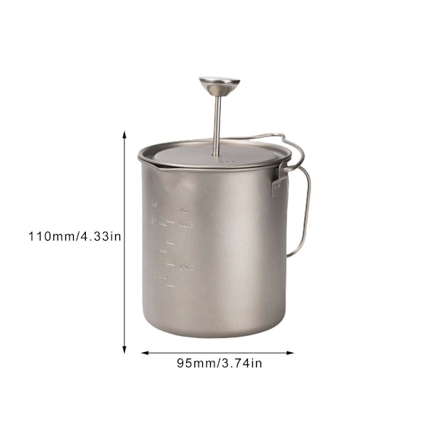 Ny 750 ml titan kaffekopp Mugg French Press Pot Coffee