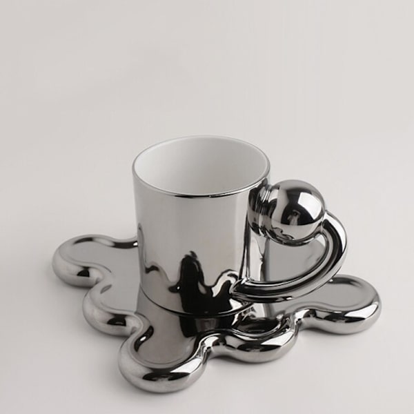 250ml Creative Planet Mugg Med Oregelbunden Tallrik Nordic