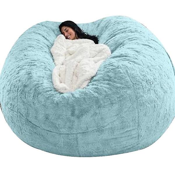 Bean Bag Chair Cover, mjuk fluffig päls bärbar latsoffa Blue 135x65cm