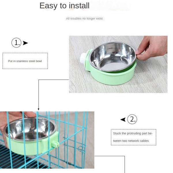 Husdjur rostfritt stål hundskål, godisfärg hängande burmat Green