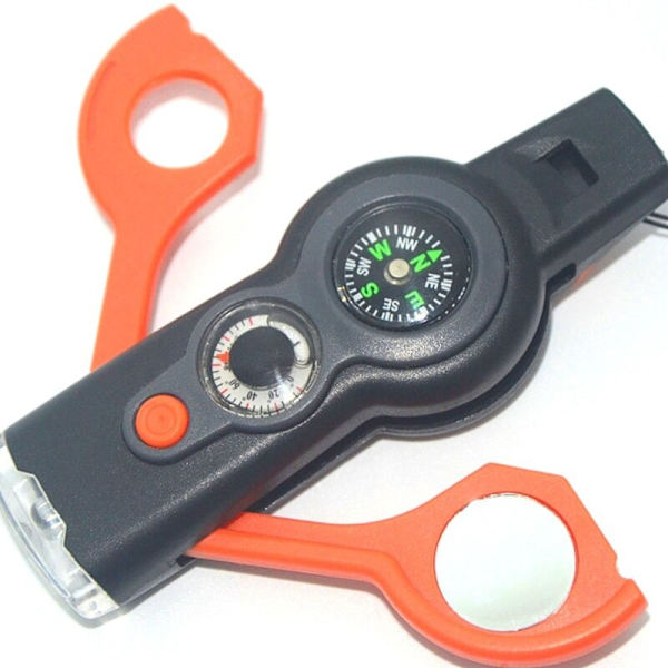 Multifunktion 7 In1 Outdoor Survival Whistle Nyckelring Med
