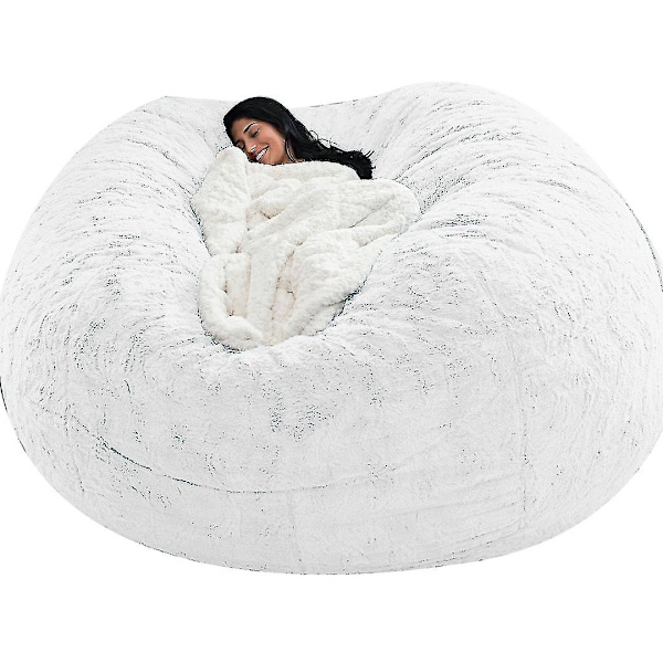 Bean Bag Chair Cover, mjuk fluffig päls bärbar latsoffa White 135x65cm