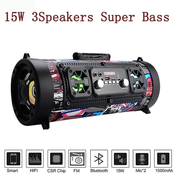 Stor bärbar högtalare Super Bass Bluetooth högtalare för