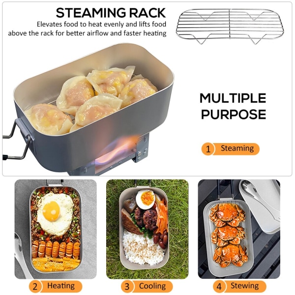 Mini hopfällbar spis Lunchlåda Ångställ skål Combo Set