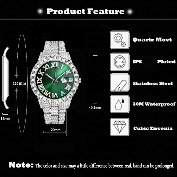 Watch Herr Lyxmärke Full Diamond Herrklockor AAA CZ