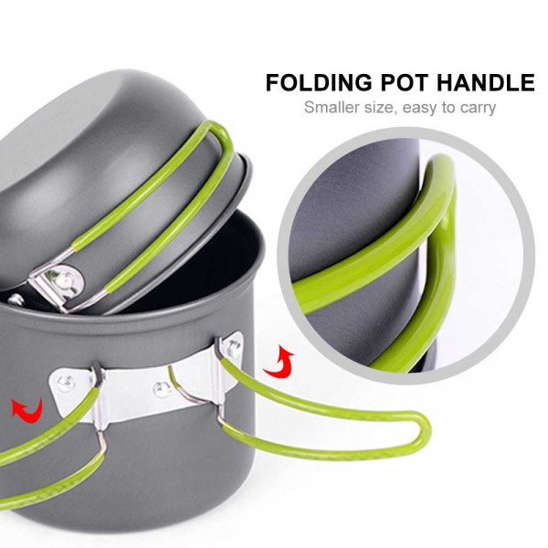 Camping Köksredskap Set Portable Pot 1 2 Personer servis