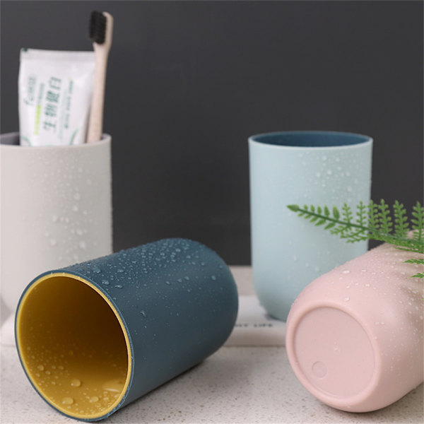 Plast munsköljkopp, tvåfärgad frostad mjuk plast White