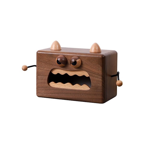 Svart valnöt trä vävnadslåda prydnader Kreativitet Monster