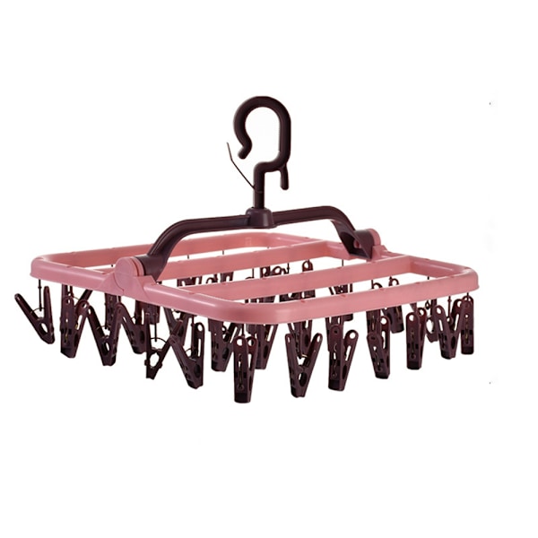 Klädhängare i plast, 360 graders rotation med 32 klämmor Pink