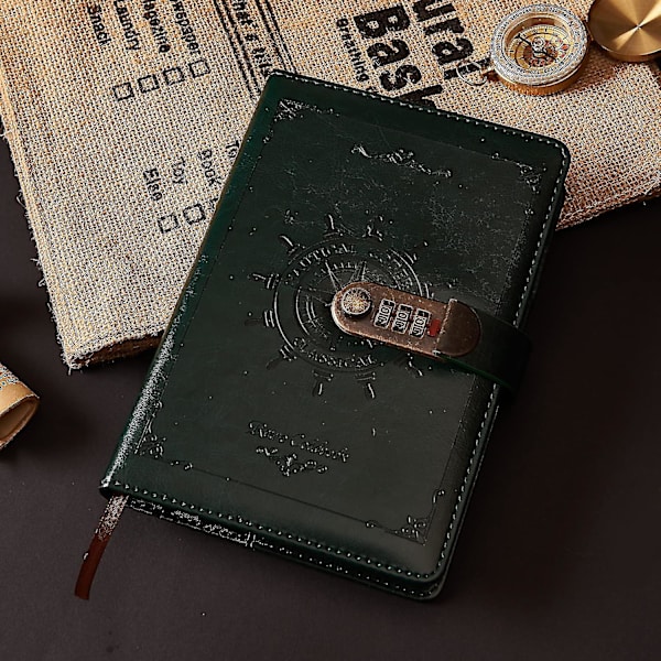 A5 vintage låsbar journal med roderdesign, 120 ark