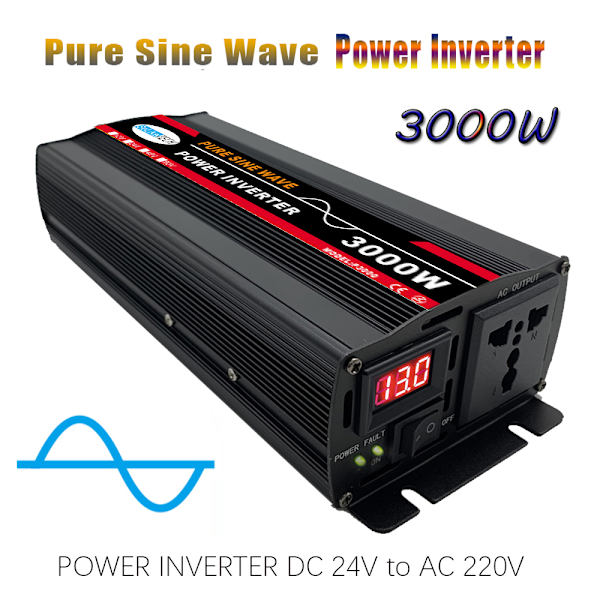 3000W 24V till 220V Pure Sine Wave Power Inverter Solar