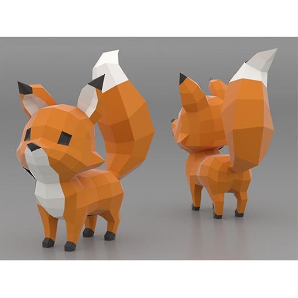 Söta Fox Animal Paper Models 3D Pussel DIY Art Paper