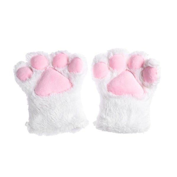 Kvinnor Söt katt Kattunge Paw Claw varma handskar White One Size