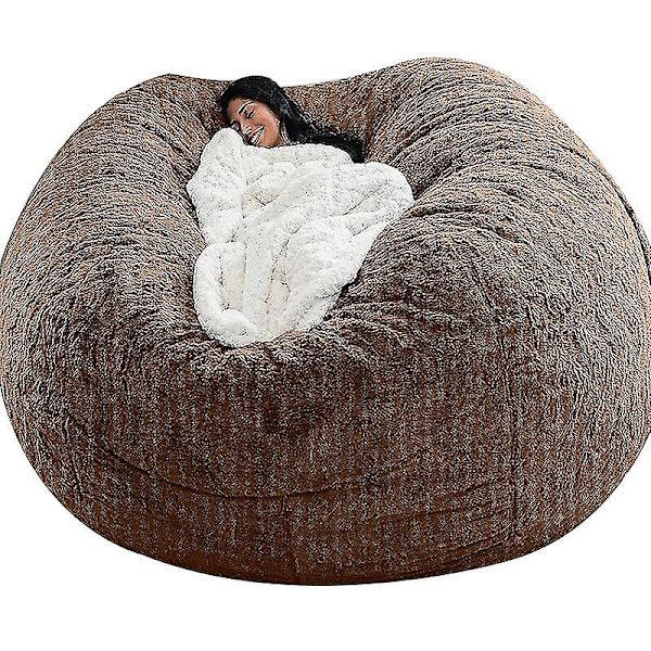 Bean Bag Chair Cover, mjuk fluffig päls bärbar latsoffa Coffee 135x65cm