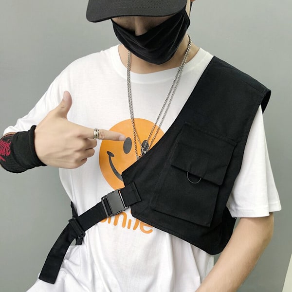 Koreansk stil Personlighet Män Mode Hip Hop Cargo Väst