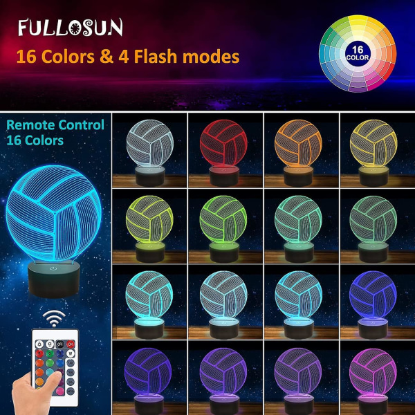Volleyboll 3d nattljus, sport humör illusion lampa för barn