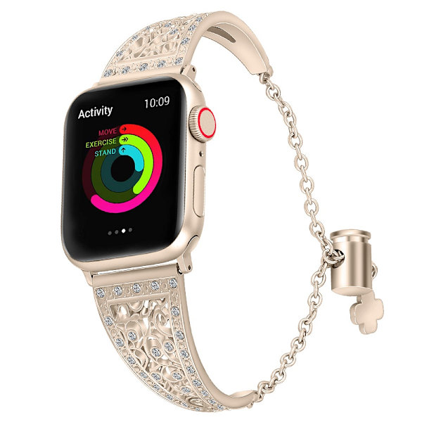 38 mm 42 mm rem, lämplig för Apple Watch 1/2/3/4/5/6 Flower Gold 42mm