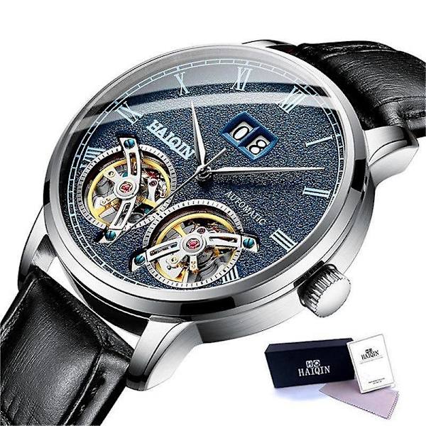 Automatisk självvindande watch i mekanisk stil för män Silver Blue L
