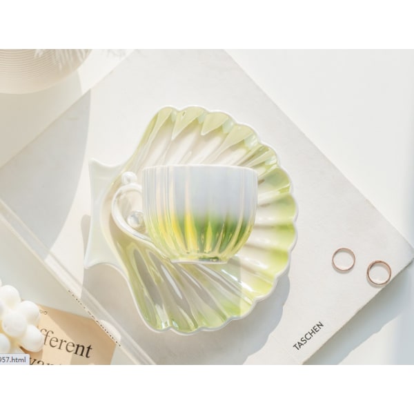 Creative Gradient Green Shell Pearl Cups Fat Set