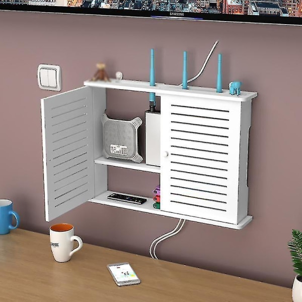 Trådlös Wifi Router Förvaringsbox, Trådfäste Väggmonterad