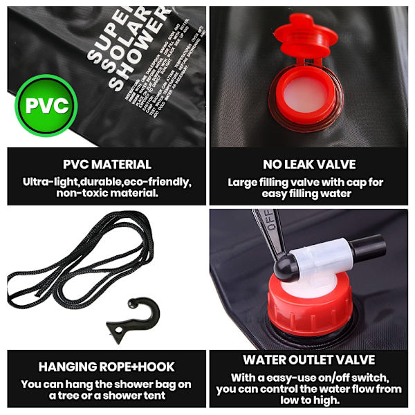 Camping Pack 20L Solar Badbad Utomhusbad Vattenpåse