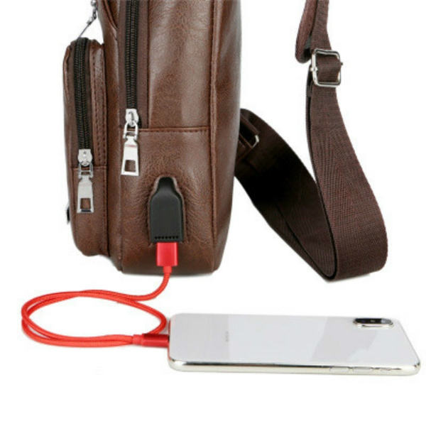 Mode män bröstväska Casual Crossbody axelväska (brun)