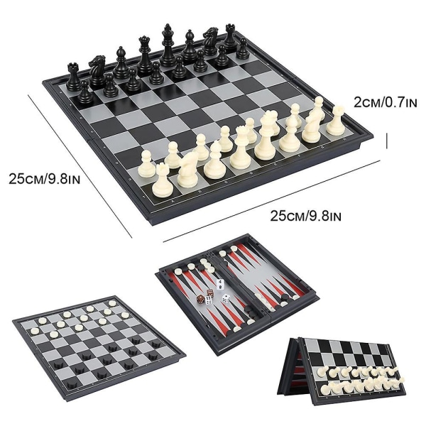 3 I 1 Backgammon Trä Internationellt set Trä
