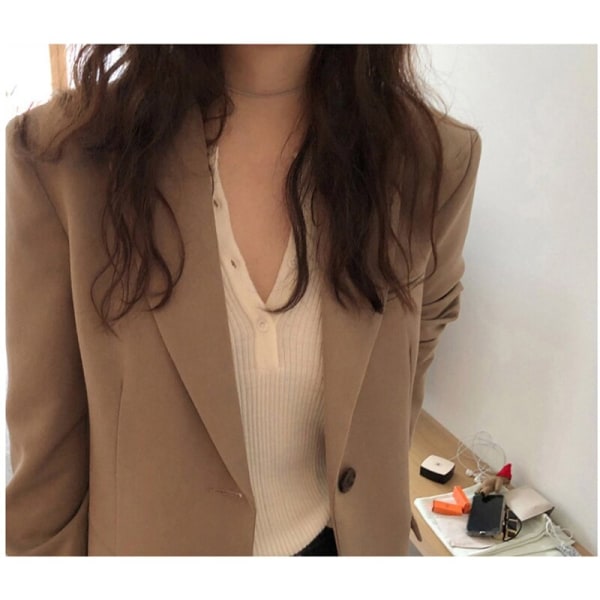 1 ST Khaki Dam Enkelknäppt Långärmad Kostym, Casual