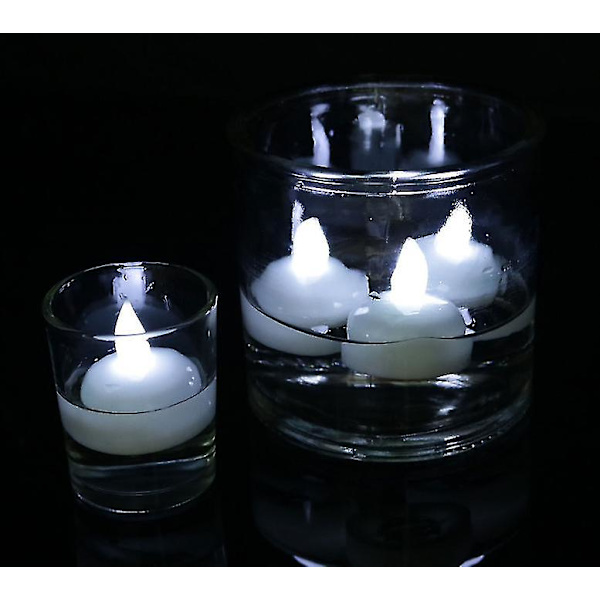 12st led flytande ljus Flamlösa värmeljus vattentäta White