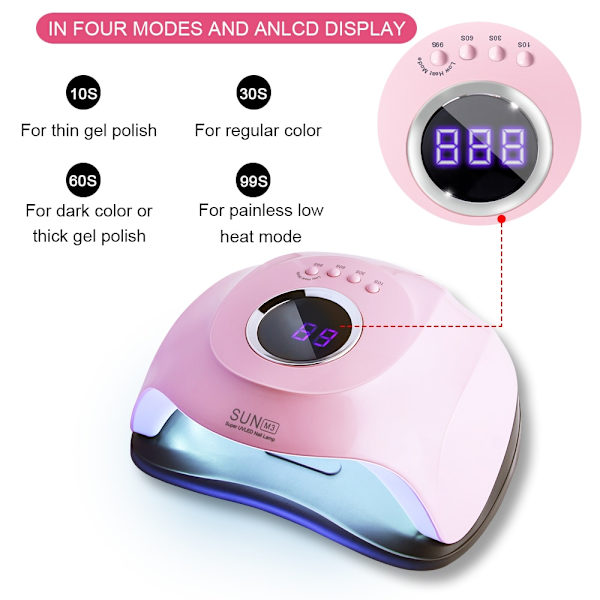 180W SUN M3 UV LED Nagellampa Nageltork 45 LEDs Lampa För Alla