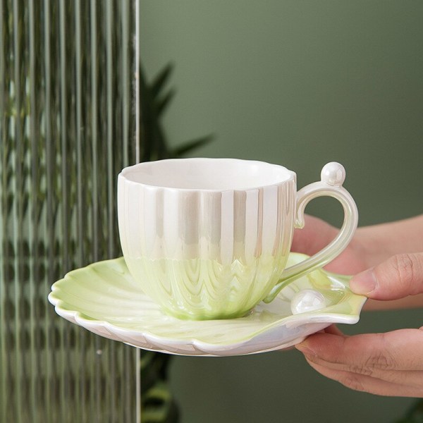 Creative Gradient Green Shell Pearl Cups Fat Set