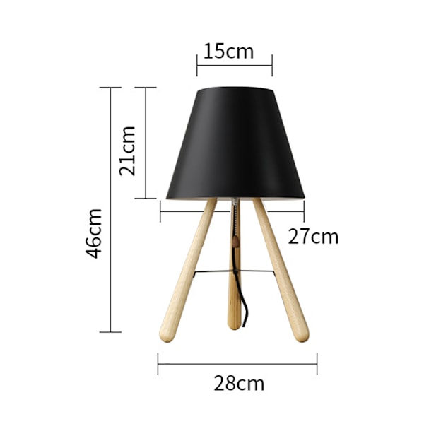 28CM golvlampa i massivt trä, 220V E27 utan glödlampa,