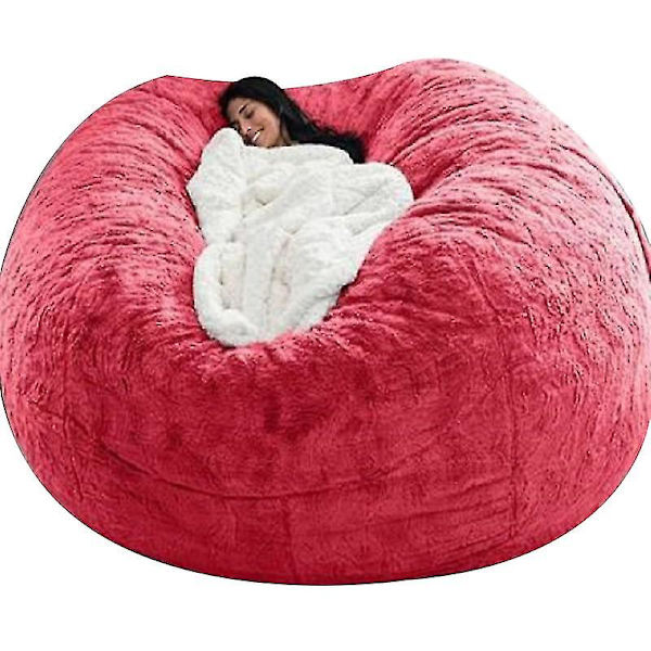Bean Bag Chair Cover, mjuk fluffig päls bärbar latsoffa Red 135x65cm