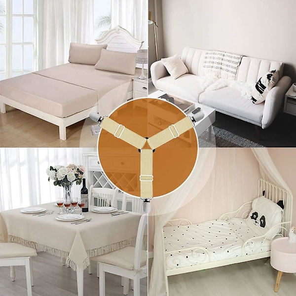 Lakanhållarremmar, 8 st Lakanfästen Khaki 8pcs