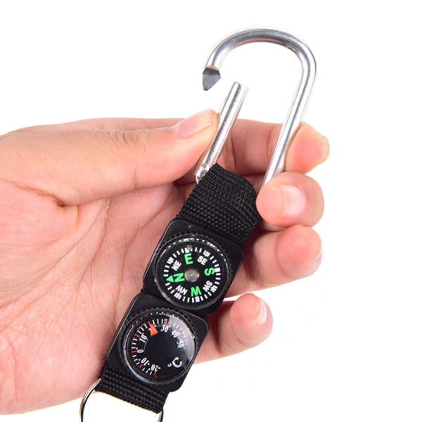 3 i 1 svart kompass termometer hängare nyckelring matchande