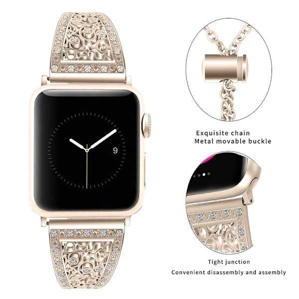 38 mm 42 mm rem, lämplig för Apple Watch 1/2/3/4/5/6 Flower Silver 42mm